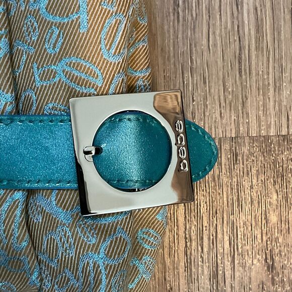 Bebe Purse Bag Handbag Tote Vintage Large Blue Khaki Logo - Picture 13 of 16